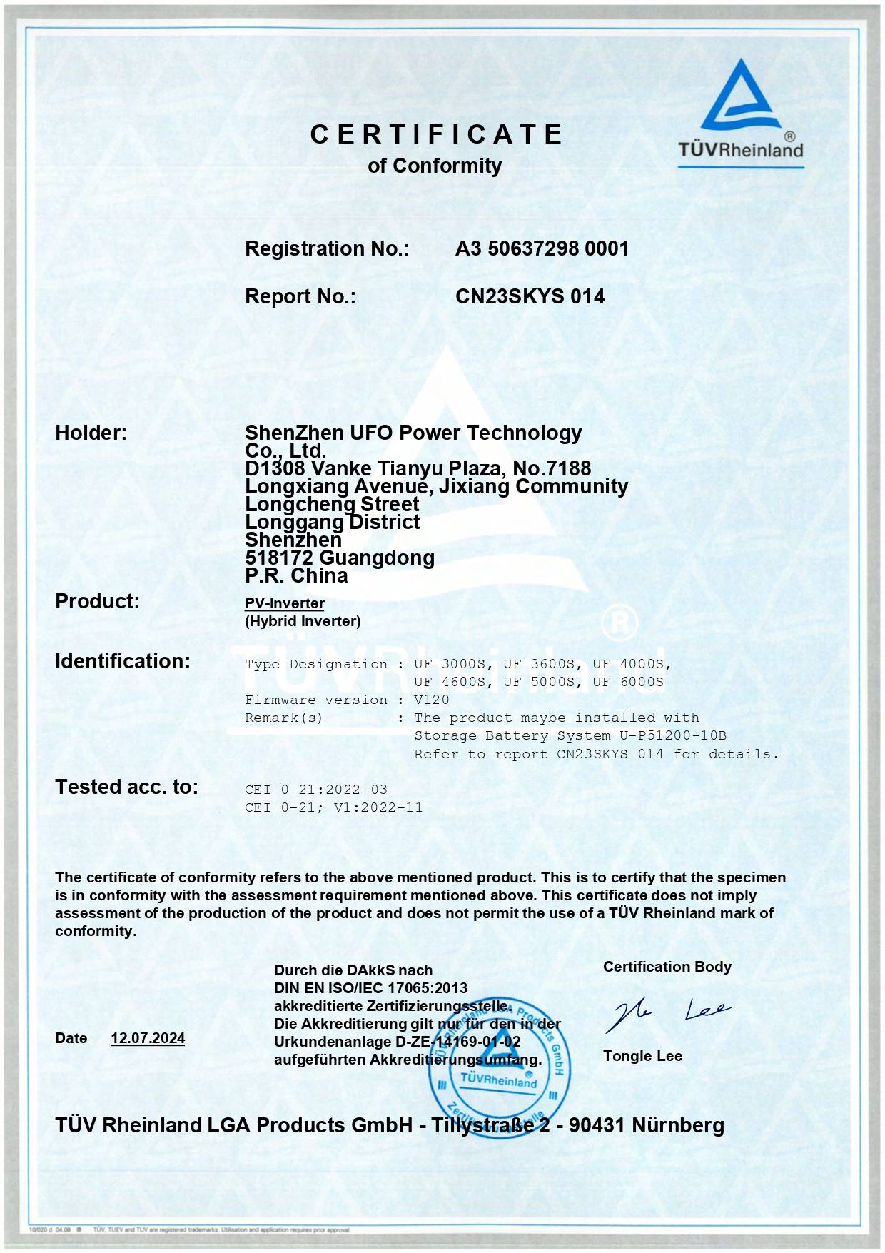 Certificate Of Conformity Page 0001