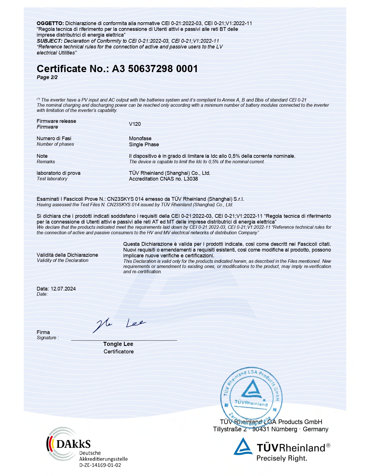 Certificate Of Conformity Page 0003